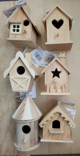 Wod-1210 Creative Hobbies 6-pack Of Mini 4 Inch Tall Birdhouses 6 Styles Unfinished Wood Diy Crafts