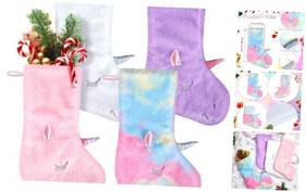 Qnh-croknit-11225 Croknit 4 Pack Christmas Stockings Unicorn Hanging Xmas Decoration For