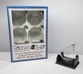 2610-65 Darice Glass Flat Sided Round Ornaments 6pc 66mm Ready To Paint