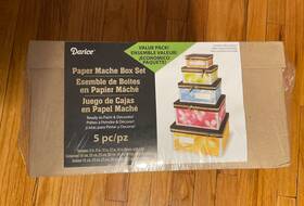 2849-11 Darice New 5 Pc Square Paper Mache Nesting Box Set Value Pack Ready To Paint