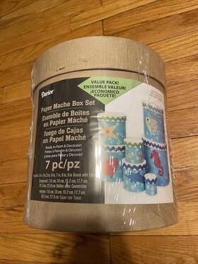2849-16 Darice New 7 Pc Round Paper Mache Nesting Box Set Value Pack Ready To Paint