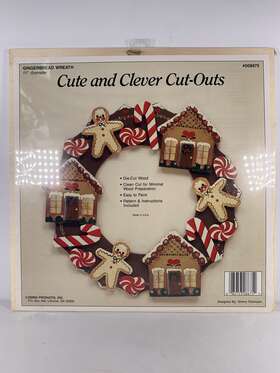 Demis 085753086754 Christmas Gingerbread Wood Wreath 11 Inch Cute And Clever Cut-outs Nos
