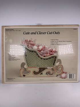 008674 Demis Products Vtg Nos Holiday Sleigh Cute Clever Wood Cut Outs No Christmas