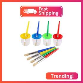 Diyasy-us-dd032m3p1 Diyasy 4 Pcs Kids No Spill Paint Cups And Round Brushes Colors P