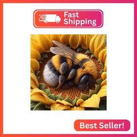Wx8379 Domrom Diamond Painting Kits For Adults Bee Art 5d Sunflowers Dia