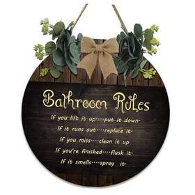 Wall-patpa0821 Dupashop Rustic Bathroom Sign Decor Wood Hanging Funny Wooden Decorative