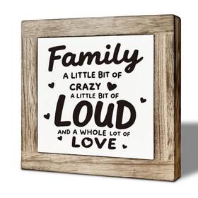 S05-027 Edqawn Home Wooden Sign Desk Decor Family A Little Bit Of Crazy Rustic