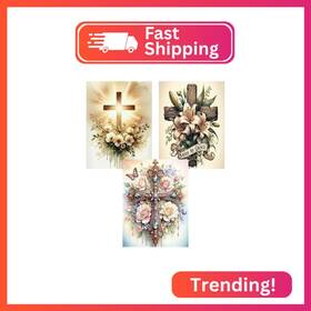 Dp01238-0 Eibeili 3 Pack Cross Diamond Art Kits For Adults - 5d Paintings Begi