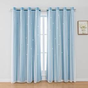 Fanli 782160394099 2 Panels Star Blackout Curtains For Kid 52 Inch W X 95 L Pack Of Blue