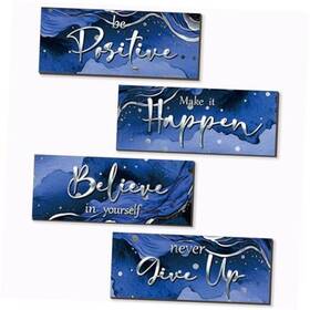 Fencordar 27003 4 Piece And Silver Bathroom Decor Motivational Wall Art Abstract Blue