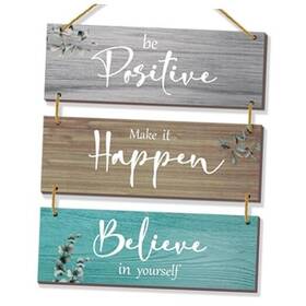 Fencordar Fen0006004 3 Pieces Office Wall Decor Inspirational Rustic Turquoise Decoration Teal