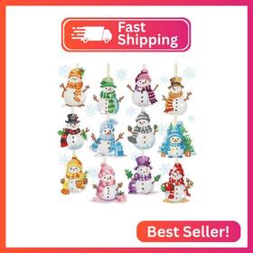 Yt-ferraycle-600693 Ferraycle 12 Pcs Diamond Art Winter Ornaments Snowman Painting Kit Diy A