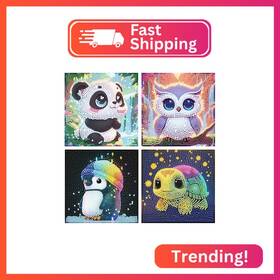 L72586 Flajz Diamond Art Kits For Kids 4 Pack Painting Beginners