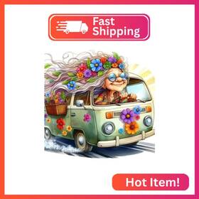 G4523-us Fqovkyn Cartoon Diamond Painting Kits For Adults Flower Car Art Fo