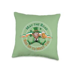 6jaxv37a32rus Funny Drinking St. Paddys Day Pub Apparel Co. Patricks May The Road Rise Up To Meet You Throw Pillow