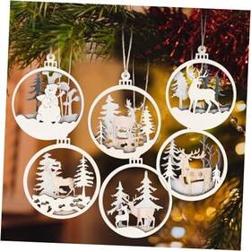 Jgpfk24vn Geehua 6 Pcs Wooden Christmas Ornaments Deer For Tree Decoration