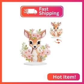 Ghhkud S113aa Deer Diamond Painting Desktop Ornament For Adults Double Sided Stand Up