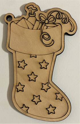 Po4006 Handmade Diy Ready To Paint Wood Ornament - #006 Stocking 1 Free Shipping