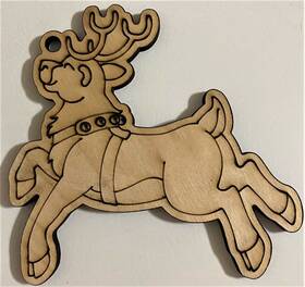 Po4007 Handmade Diy Ready To Paint Wood Ornament - #007 Reindeer 2 Free Shipping