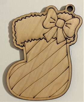 Po4010 Handmade Diy Ready To Paint Wood Ornament - #010 Stocking 2 Free Shipping
