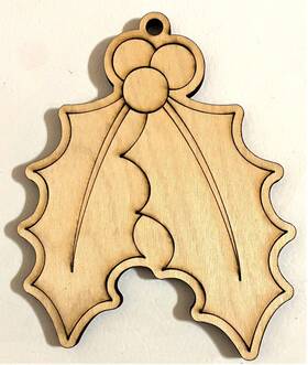 S002 Handmade Diy Ready To Paint Wood Ornament - #002 Holly Free Shipping