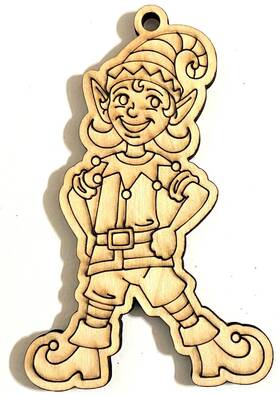 S003 Handmade Diy Ready To Paint Wood Ornament - #003 Elf Free Shipping