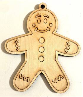 S004 Handmade Diy Ready To Paint Wood Ornament - #004 Gingerbread Man Free Shipping