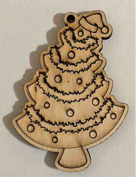 S008 Handmade Diy Ready To Paint Wood Ornament - #008 Christmas Tree Free Shipping