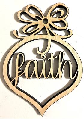 S014 Handmade Ready To Paint Wood Shape - #014 Faith Ornament Free Shipping