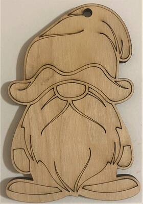S043 Handmade Ready To Paint Wood Ornament - #043 Gnome Free Shipping