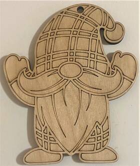 S044 Handmade Ready To Paint Wood Ornament - #044 Gnome Free Shipping