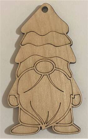 S045 Handmade Ready To Paint Wood Ornament - #045 Gnome Free Shipping