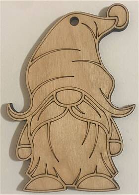 S046 Handmade Ready To Paint Wood Ornament - #046 Gnome Free Shipping
