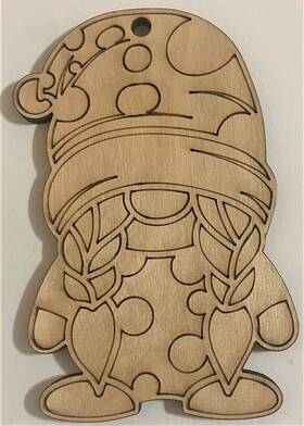 S047 Handmade Ready To Paint Wood Ornament - #047 Gnome Free Shipping