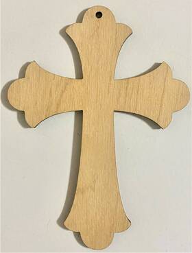 S062 Handmade Ready To Paint Wood Ornament - #062 Cross Free Shipping