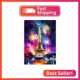 Heibago Wx11394 Eiffel Tower Diamond Art Kits For Adults 5d Full Drill Round City Paint