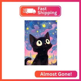 Wx7769 Heibago Starry Night Cat Diamond Art Kits For Adults Beginners 5d Paint