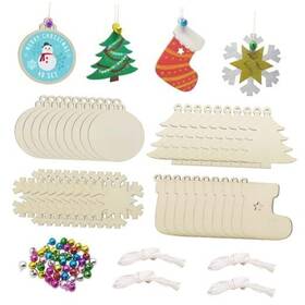 Hidreams 714569079512 40pcs Christmas Crafts Unfinished Wooden Ornaments