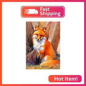 Hf-a032 Hill Froeistung 5d Yellow Fox Diamond Art Painting Kits For Adults Landscape Tre