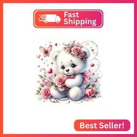 Hf-a034 Hill Froeistung 5d Cartoon Bear Diamond Art Painting Kits For Adults Pearl Flowe