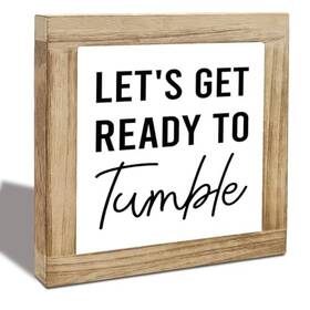 Smp261 Hrdfiofo Lets Get Ready To Tumble Sign Laundry Humor Wood Rustic Style 01