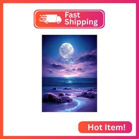 Ycl302 Hsenjt Moonlight Diy Diamond Art Painting Kits For Adults Beach 5d K