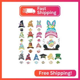 Juexica Km-240204-f 32 Pcs Christmas Magnetic Diamond Painting Gnome Sign Art Decor Intercha