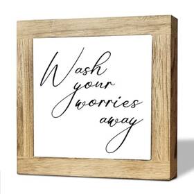 Smp-zy-01-008 Jxzolq Laundry Wood Sign Wash Your Worries Away Funny Quote Minimalist Room