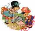 Kid480 Waterslide Decals Vintage Little Boy Girl Pushing Kitten In Carriage