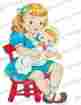 Kid659 Waterslide Decals Vintage Shabby Little Girl And Her Baby Doll