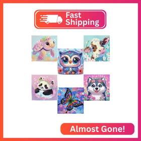 Dpkk-2 Kinplub 6 Pack 5d Cartoon Diamond Painting Kits For Kids Cute Animals Art