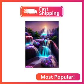 Ykpm103 Kinplub 5d Diamond Painting Kits For Adults Moonlight Waterfall Art Kit
