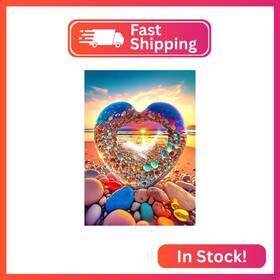 Ykpm124 Kinplub 5d Diamond Painting Kits For Adults Color Heart Shape Stone Art
