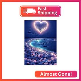 Ykpm146 Kinplub 5d Diamond Painting Kits For Adults Love Heart Beach Art F